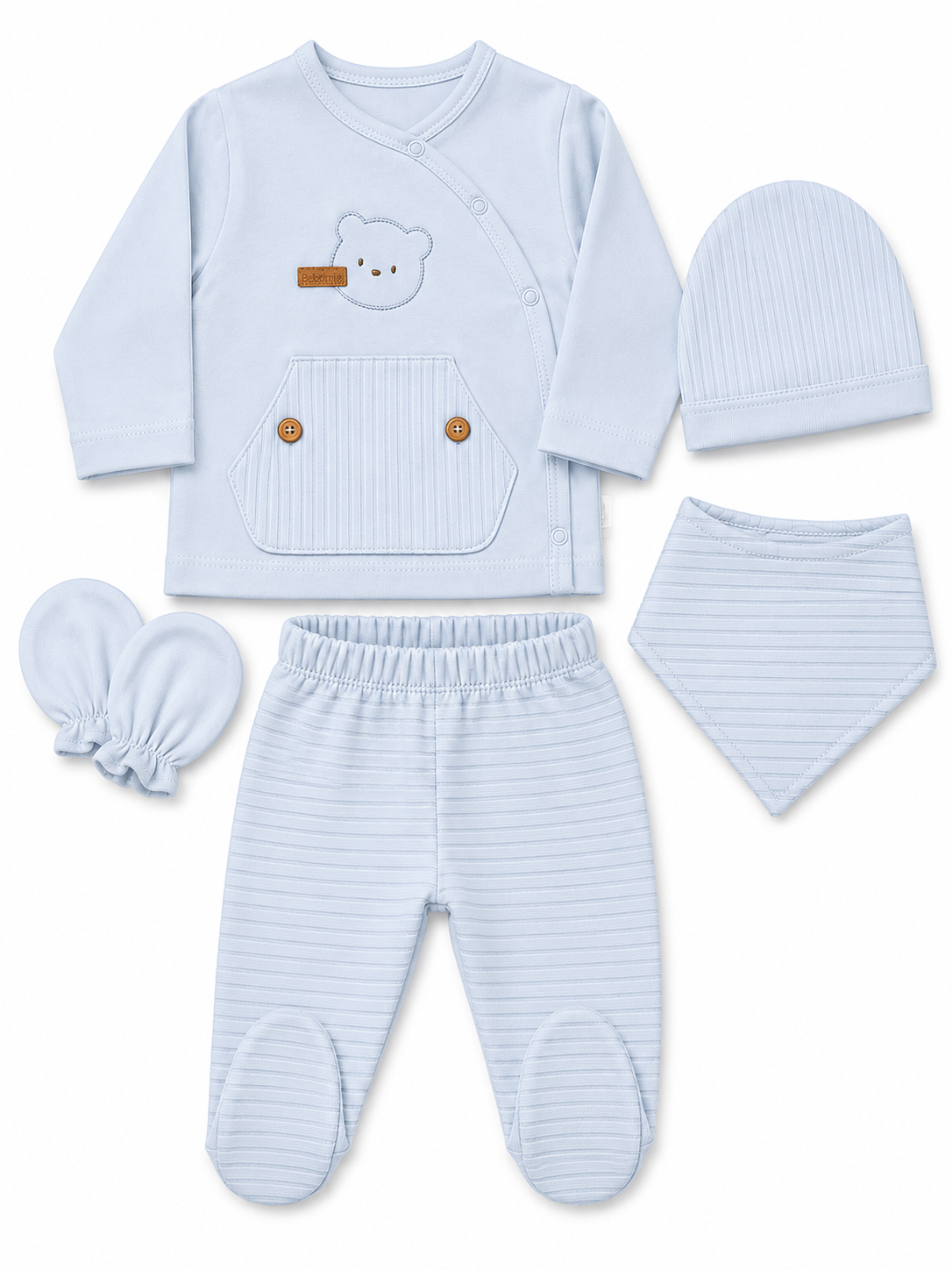 BLUE TEDDY petodelni set za novorodjenče (Copy)