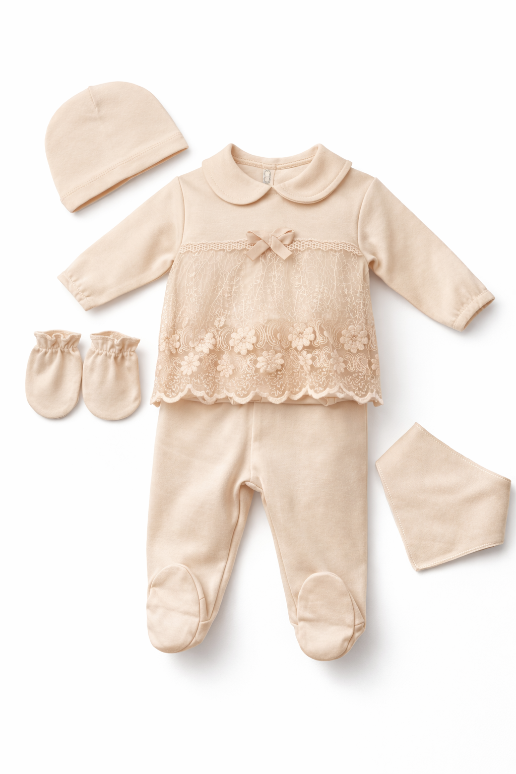 GIRL BOW petodelni set za novorodjenče